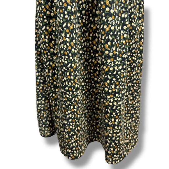 Sachiko Dress Womens Small Black Dark Floral Corduroy Peasant Cottagecore Boho - Picture 4 of 9